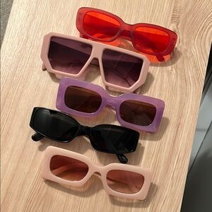 Stylish Women's Sunglasses Set of 5 - Red, Purple, Black, Pink